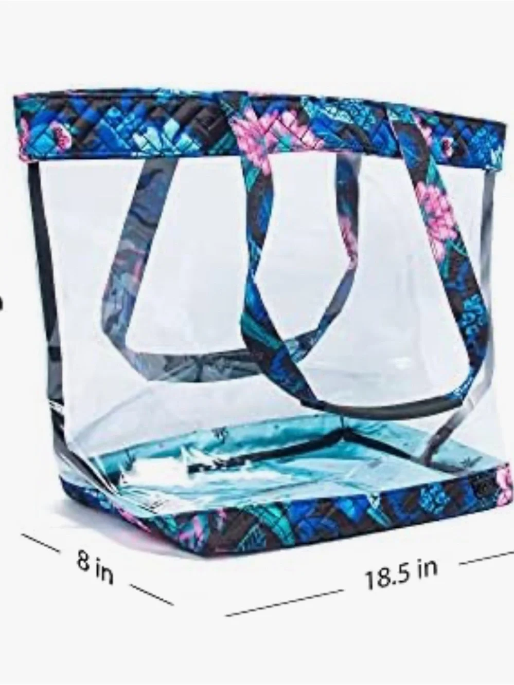 Lug Peekaboo Clearview Tote Bag Set with Matching Quilted Floral Cosmetic Pouch